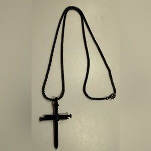 Black Cross Pendant Necklace